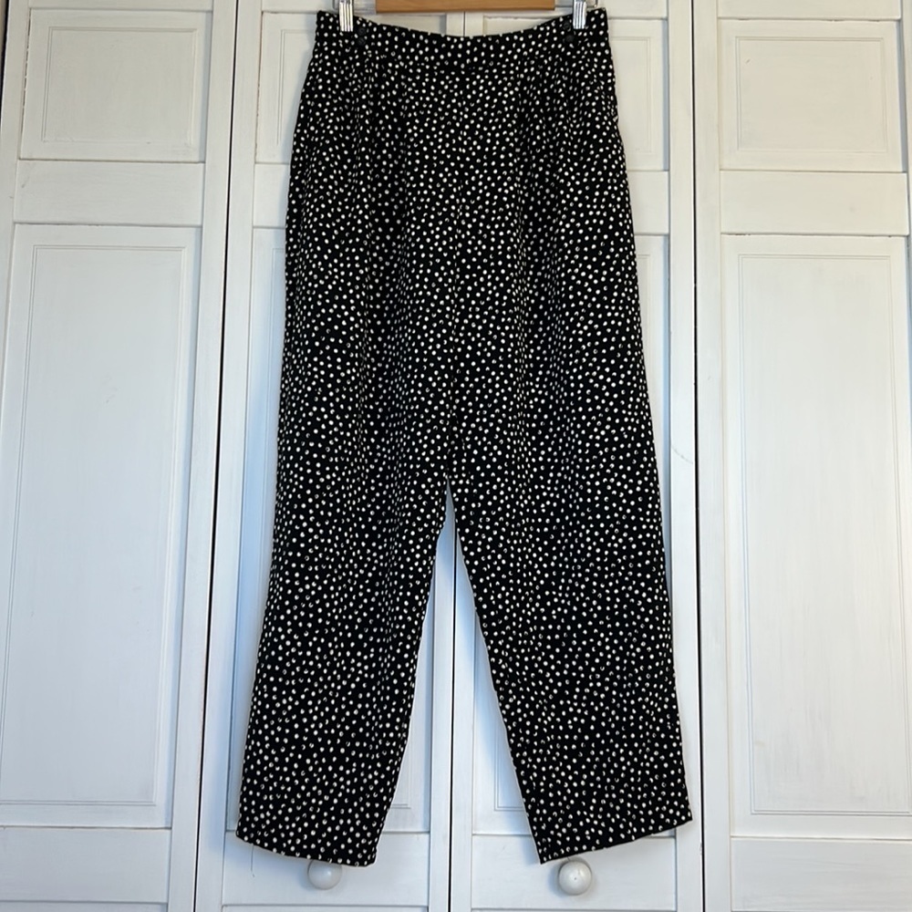 Vintage Chaus Black w/ White Polka Dot tapered Slacks Size: 12